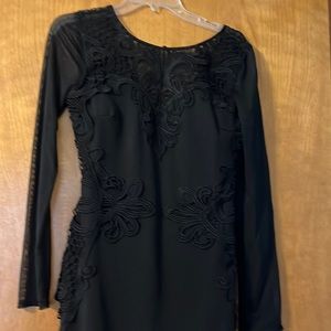 Elegant Black Dress, sheer sleeves